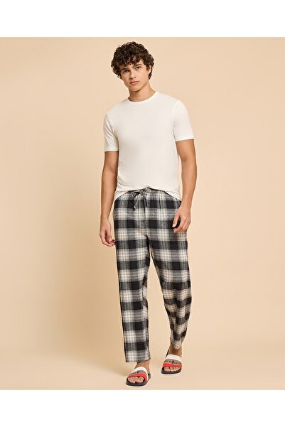 R&B طقم بيجامة رجالي منقوش باللون الأزرق الداكن