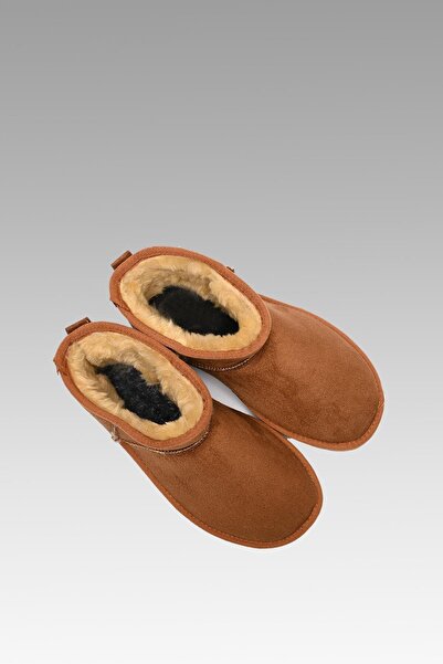 SONYAMODA Women's Beige Ultra Mini Fur Lined Suede Boots