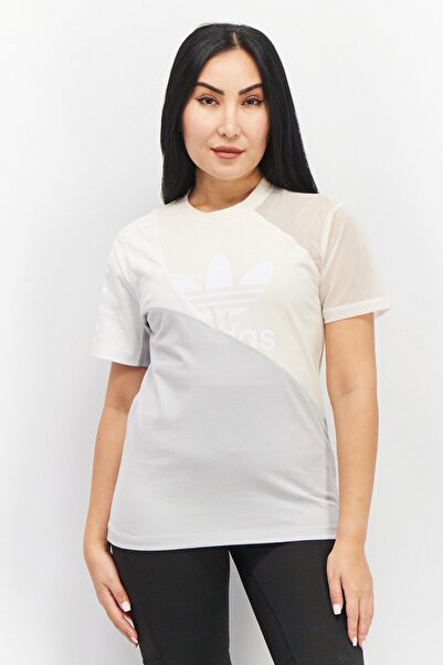 adidas Women Sportswear Fit Short Sleeve Outdoor T-Shirts, Cream Combo