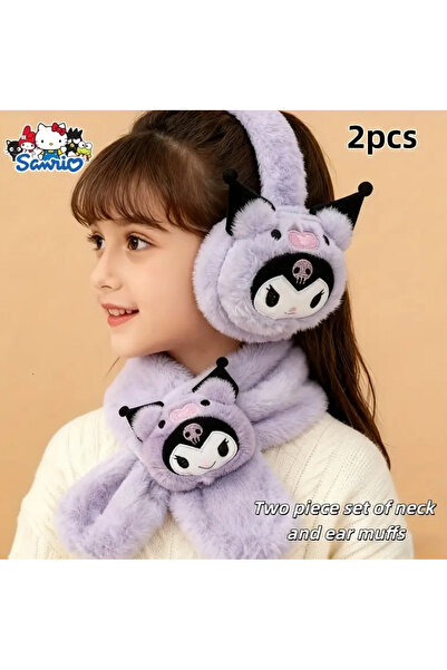 So Iconic Sanrio Kuromi Character Plush Headphones and Scarf Set / Purple