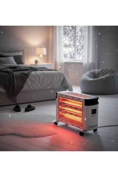 Generic Electric Tower Heater with 1800W Power, 3 Heating Tubes, Portable Wheels, Top Heating Grid