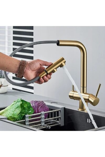 OEM 3-way kitchen faucet, Filtered water spout, brushed gold (1005-G)
