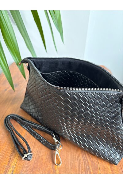 GUELES Trendy Knitted Detailed Soft Leather Hand and Shoulder Bag