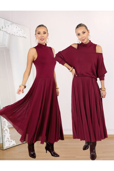 QİMYA BUTİK BUKETLİ Top pentru femei D guler ridicat Fusta fără mâneci din tu...