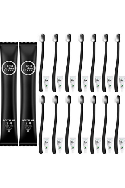 AZONEE 50 Pack Individually Wrapped Disposable Black Travel Toothbrushes