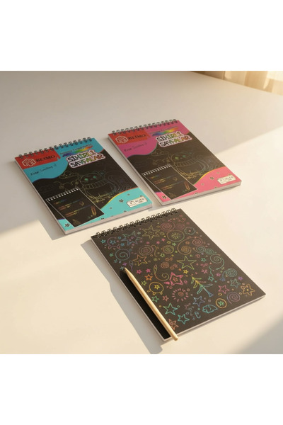 Beimo A5 Telli Sihirli Kazıma Gökkuşağı Sihirli Defter 2'Li Set 8 Yaprak 10 Sayfa (2 Adet)