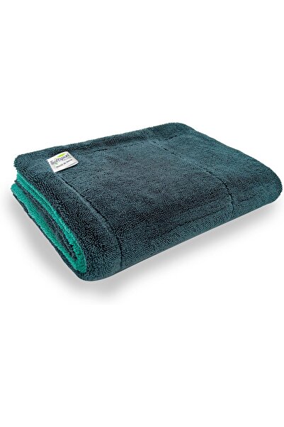 SOFTSPUN Microfiber Cloth for Car 1600 GSM 40x60 cm Aqua Blue & Grey - Super Absorbent