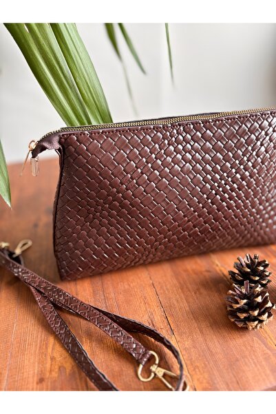 GUELES Trendy Knitted Detailed Soft Leather Hand and Shoulder Bag
