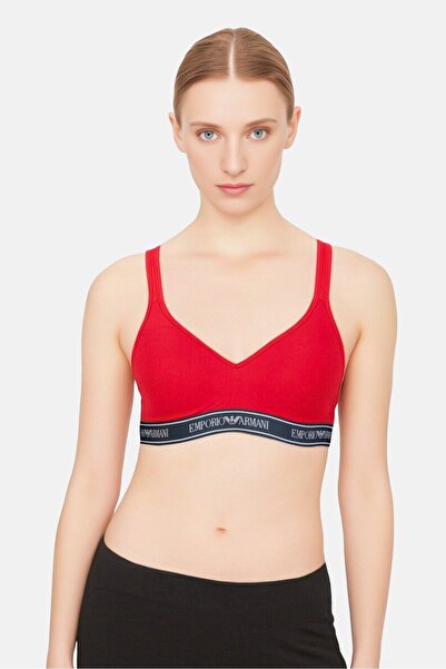 Emporio Armani Women Brand Logo Padded Bralette, Red
