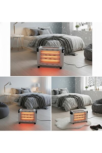 Generic Electric Tower Heater with 1800W Power, 3 Heating Tubes, Portable Wheels, Top Heating Grid