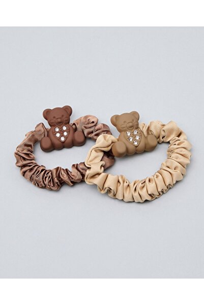 R&B Beige Women's 5 Piece Skinny Scrunchies