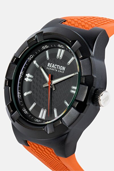 Kenneth Cole Reaction Men KRWGM7008002 Silicone Analog Watch 43mm, Orange
