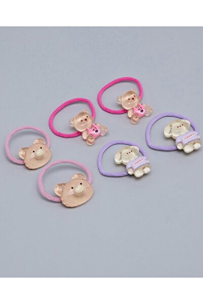 R&B Pink Girl's 6 Piece Ponytail Bands