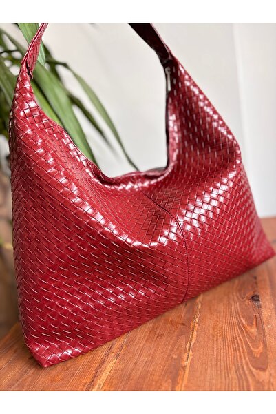 GUELES Trend Burgundy Large Size Shoulder and Tote Bag - Large Volume