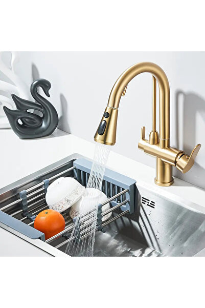 OEM 3-Way Kitchen Faucet for Filtered Water, Pull-Out Spray, Brushed Gold, Code 1016-G