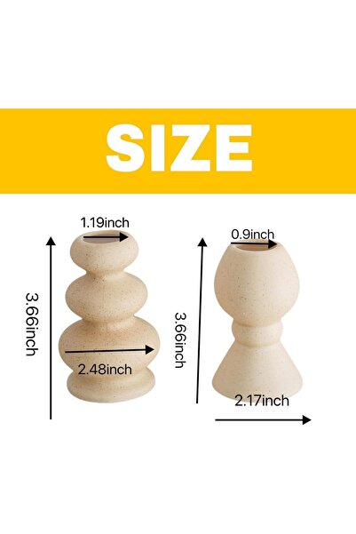 ALMEKAQUZ 2Pcs Taper Ceramic Knot Candle Holders, Matte Boho