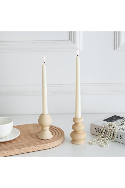 ALMEKAQUZ 2Pcs Taper Ceramic Knot Candle Holders, Matte Boho
