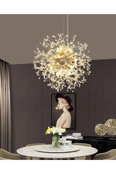 LaKasa LED Chandelier, Dandelion Radiance Spherical Gold, 9xG9