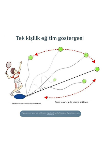 YENİTECH Tenis Antrenör Seti Profesyonel Elastik Halatlı Tenis Antrenman Aleti Pratik Spor Fitness Aleti