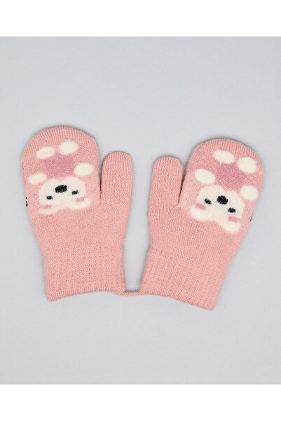 R&B Pink Girl's Printed Winter Gloves