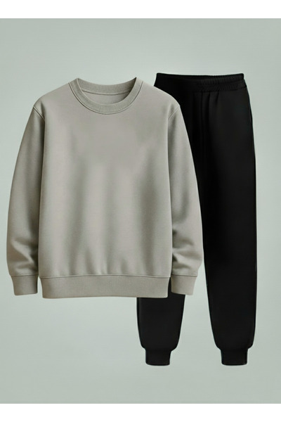 LORVEX Swea tricou - Set de trening unisex pentru copii, cu guler rotund, uni...