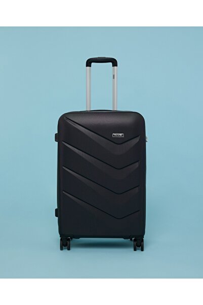 R&B Black Women's Textured Trolley Bag