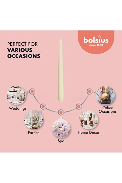 Bolsius Taper Candles 10 In. (10 Count - Ivory)