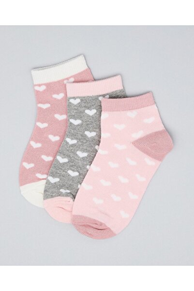 R&B Multi Girl's 3 Pack Printed Ankle Socks