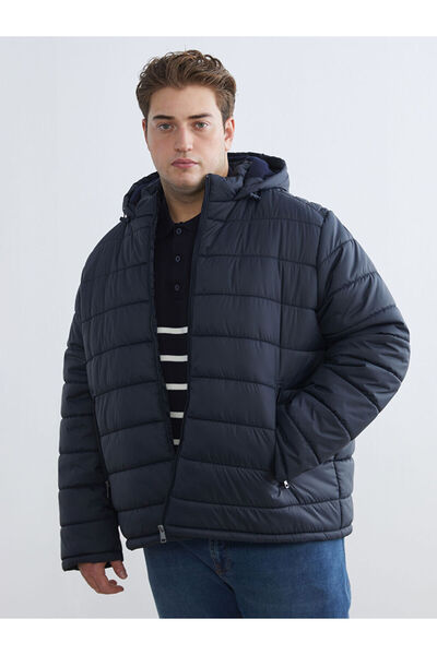 LC Waikiki Palton puf pentru bărbați cu glugă, albastru bleumarin