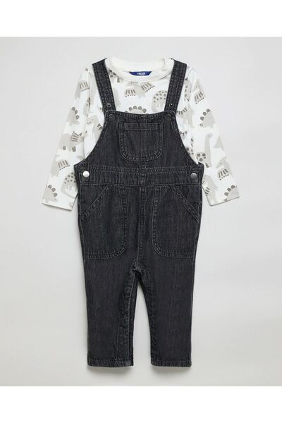 R&B طقم تي شيرت ودنغري مطبوع