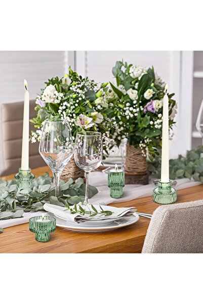 SYOSI Diwali Festival Taper Votive Candle Holder Set of 3 (Green)
