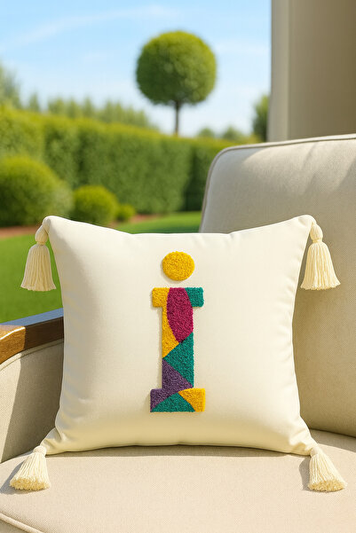 SAYMİNE غطاء وسادة على شكل حرف i، نموذج حرف ملون
