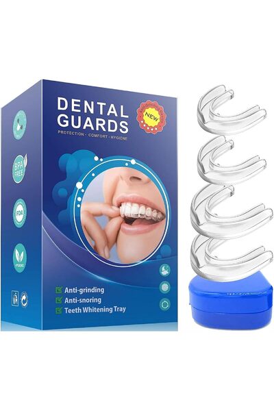 ALMEKAQUZ 4 قطع واقيات فم لطحن الأسنان، خالية من مادة BPA، مقاسين