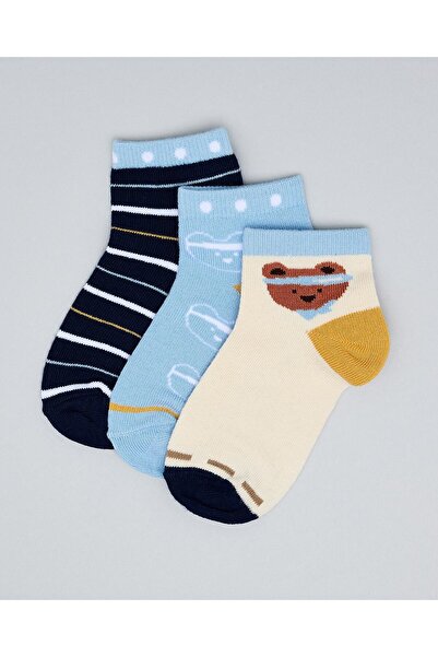 R&B Multi Boy's 3 Pack Printed Ankle Socks