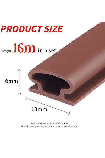 Generic Weather Stripping Door Seal Strip, SelfAdhesive Brown D Shape Silicone Door Weather Stripping (16M)