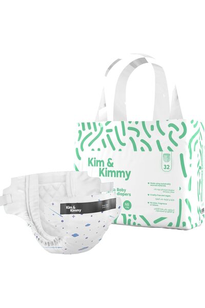 Kim&Kimmy حفاضات كيم وكيمي إيكو، حديثي الولادة حتى وزن ٥ كجم، ٣٢ قطعة - سبيس ...