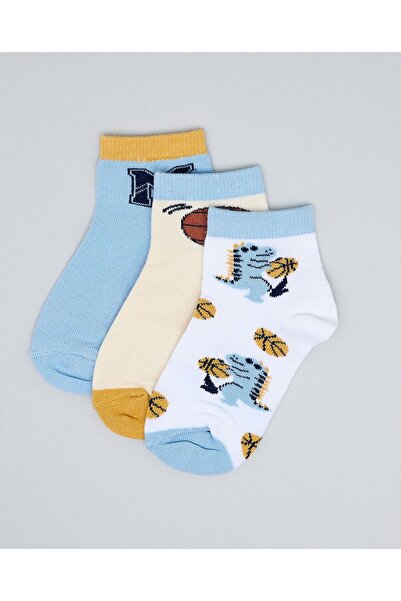 R&B Multi Boy's 3 Pack Printed Ankle Socks