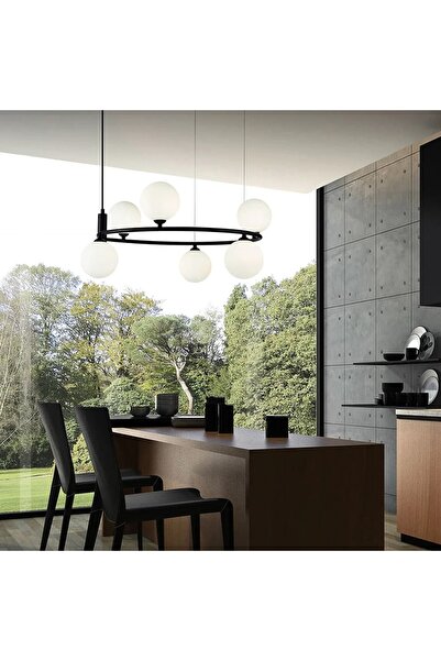 OEM Eclipse Chandelier, 6 Light Sources, Black, 6xG9