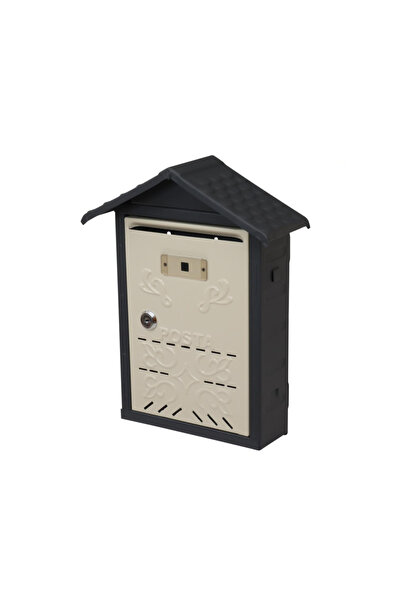 EYMEN YAPI Metal Roofed Notice Mailbox Outdoor Cream-Anthracite