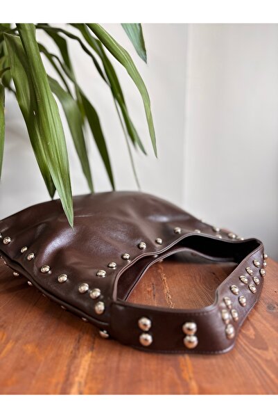 GUELES Trend Soft Leather Shoulder Bag with Stone and Inner Pocket Detail