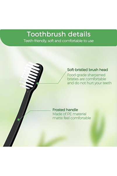 AZONEE 50 Pack Individually Wrapped Disposable Black Travel Toothbrushes