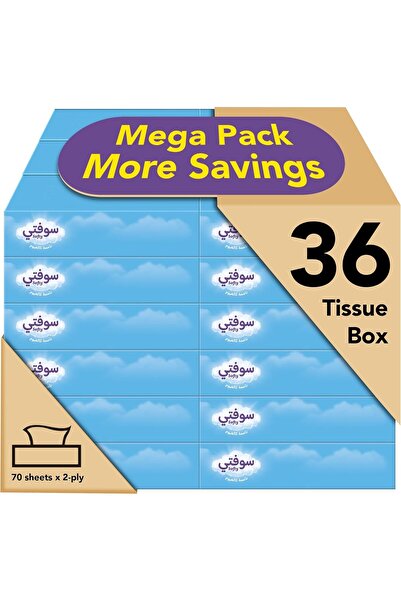 Softy Facial Tissue Box 2-ply (Pack 4+2 Free x70 Sheets) x6