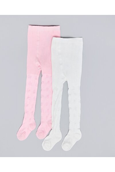 R&B جوارب عاجية للبنات - عبوة من قطعتين