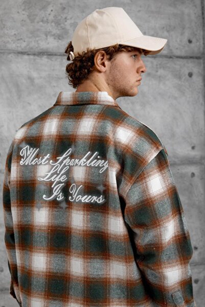 NOMARC Green Nmrc Text Printed Oversized Shirt