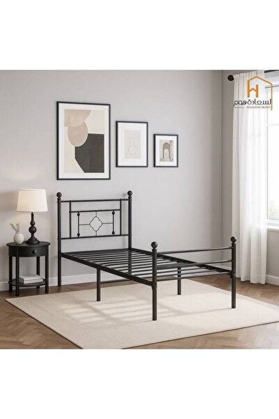 Al Saada Home إطار سرير معدني - 90 × 190 سم - أسود