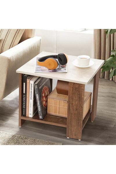 ABOUT SPACE Wooden Side Table - Night Stand & End Table Organiser (36 x 45 x 42 cm)