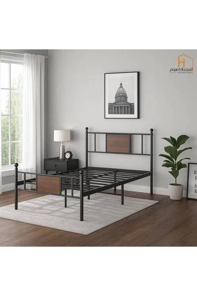 Al Saada Home إطار سرير معدني - 90 × 190 سم - أسود