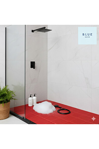 Blue Home 🆕 Bathroom Shower Pool Front Door - Square Honeycomb Mat Non-Slip Anti-Slip Pvc Mat Width: 90cm. Red 🚿