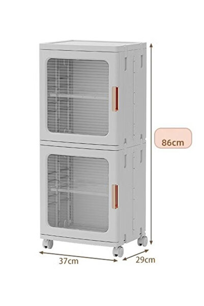 KEKE 2 Layers Clear Folding Storage Boxes with Wheels