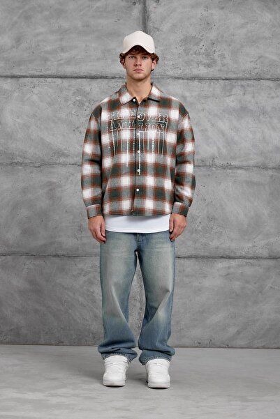 NOMARC Green Nmrc Text Printed Oversized Shirt